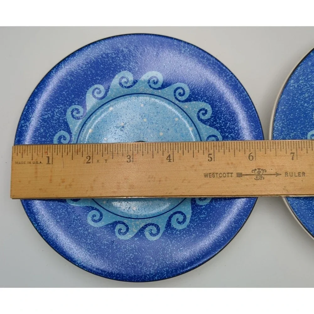 Sango 2 Small Plates Pisces Artist Sue‎ Zipkin Vibrant Blues Beach Shell Summer